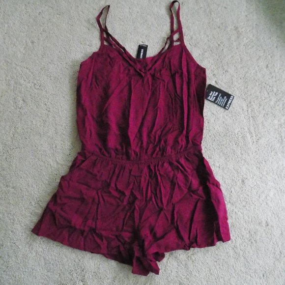 EXPRESS JEANS PINK FUCHSIA STRAPPY SUMMER ROMPER